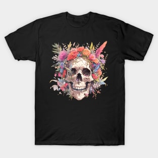 Bones And Botany Skull And Flowers T-Shirt